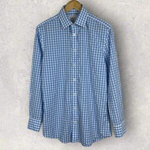 Charles Tyrwhitt Jermyn Street London Blue Plaid Collared Button Up Shirt 15.5